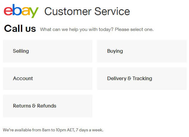 ebay australia phone number